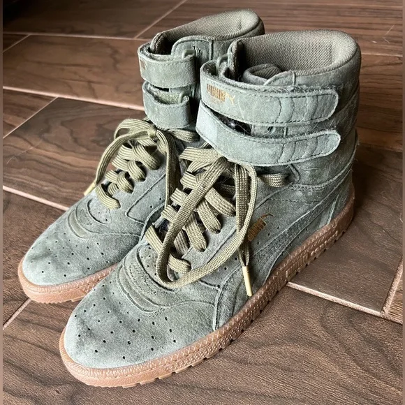 Women’s size 7 Olive suede high top Puma sneaker - Picture 6 of 6